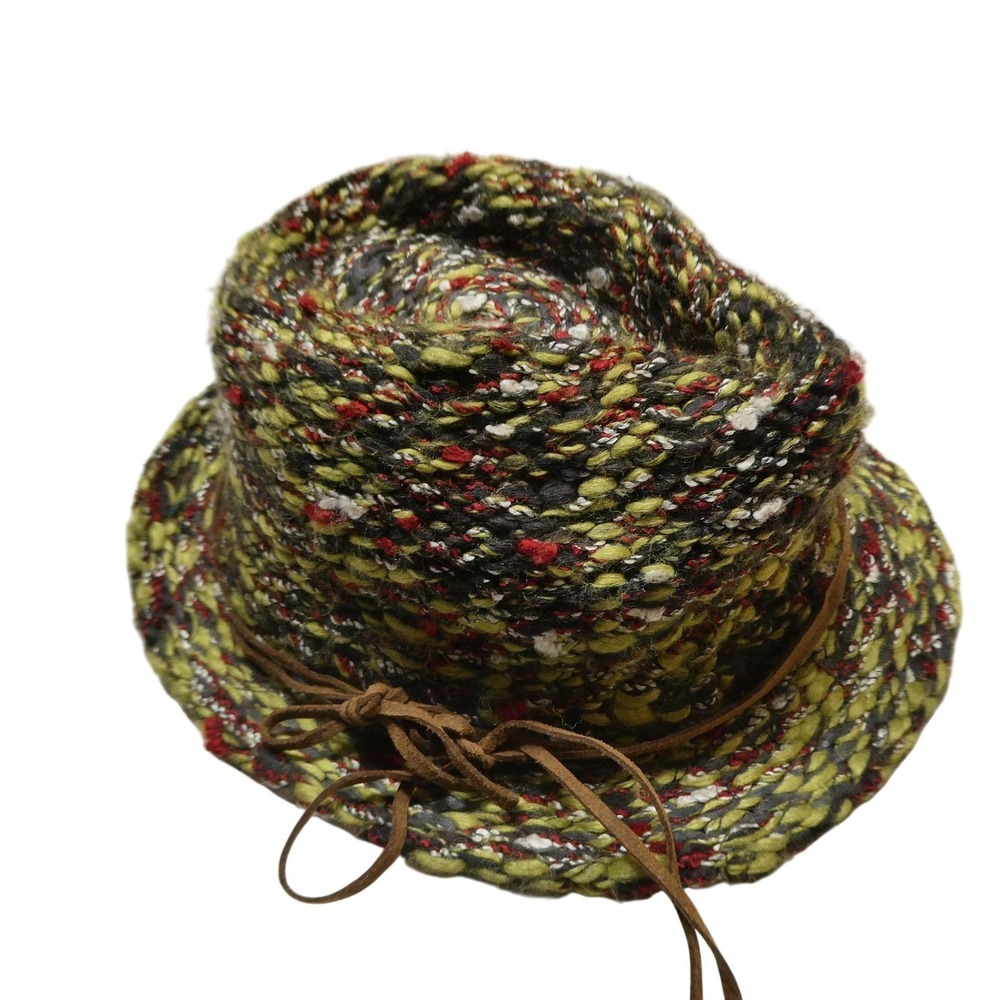 Goorin Brothers Hat Pork Pie Fitted Womens M Green Knit Wool Winter Tweed